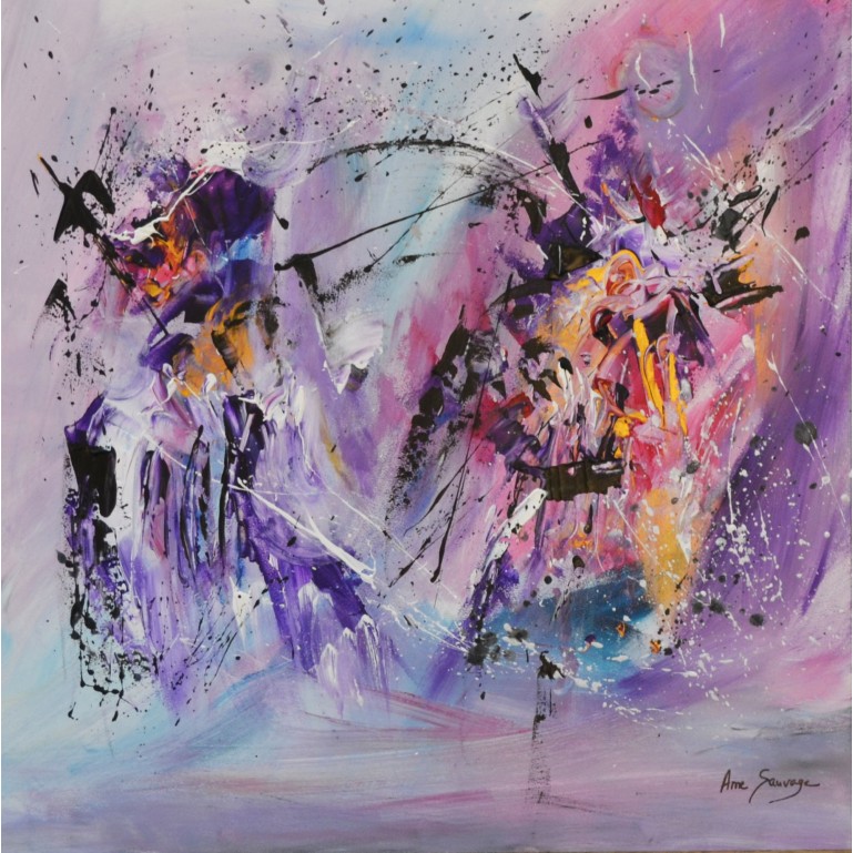 tableau abstrait violet