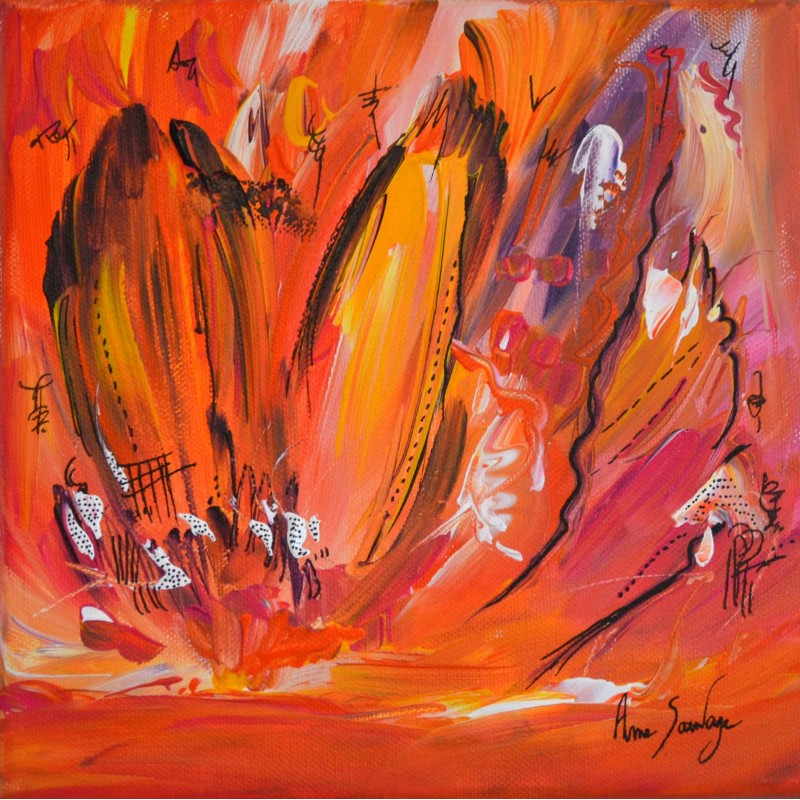 Les ailes flamboyantes - Peinture abstraite chaleureuse