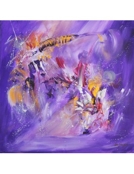 tableau abstrait violet et or