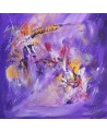 tableau abstrait violet et or