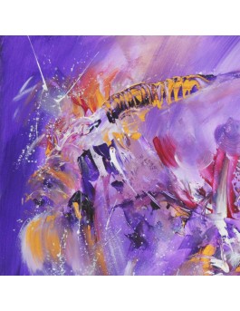tableau abstrait violet et or