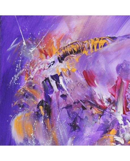 tableau abstrait violet et or