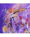 tableau abstrait violet et or