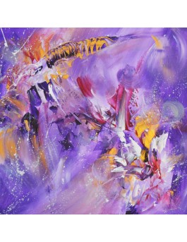 tableau abstrait violet et or