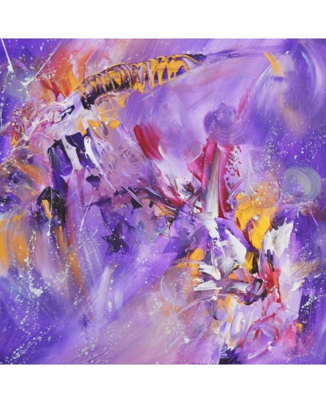 tableau abstrait violet et or