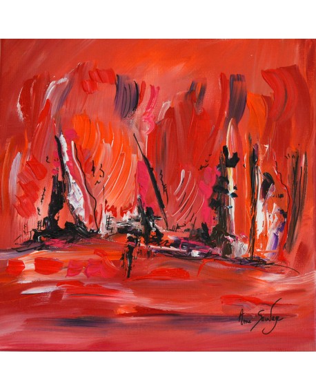 L'attente - peinture abstraite rouge