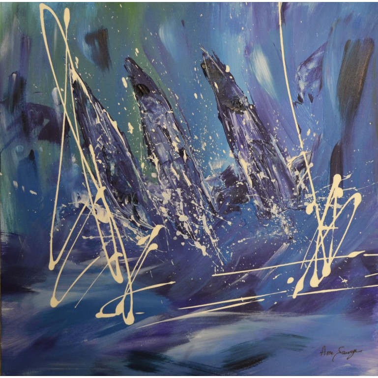 tableau abstrait voiliers en mer