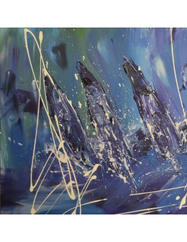 tableau abstrait voiliers en mer
