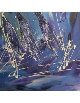 tableau abstrait voiliers en mer