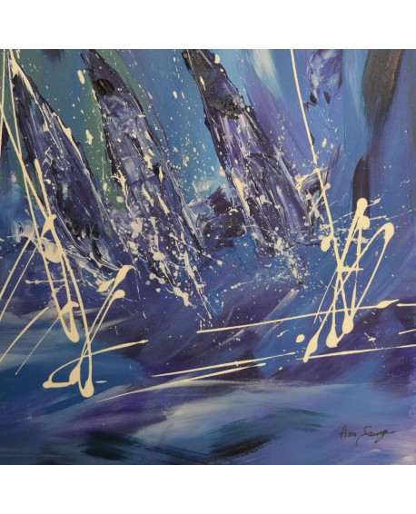 tableau abstrait voiliers en mer