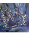 tableau abstrait voiliers en mer