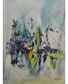 tableau abstrait moderne bleu vert