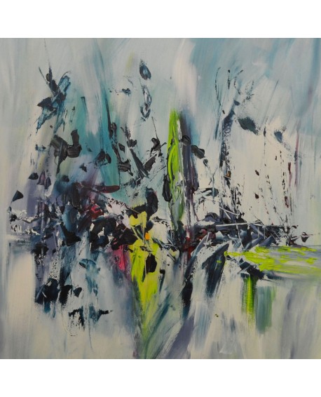 tableau abstrait moderne bleu vert