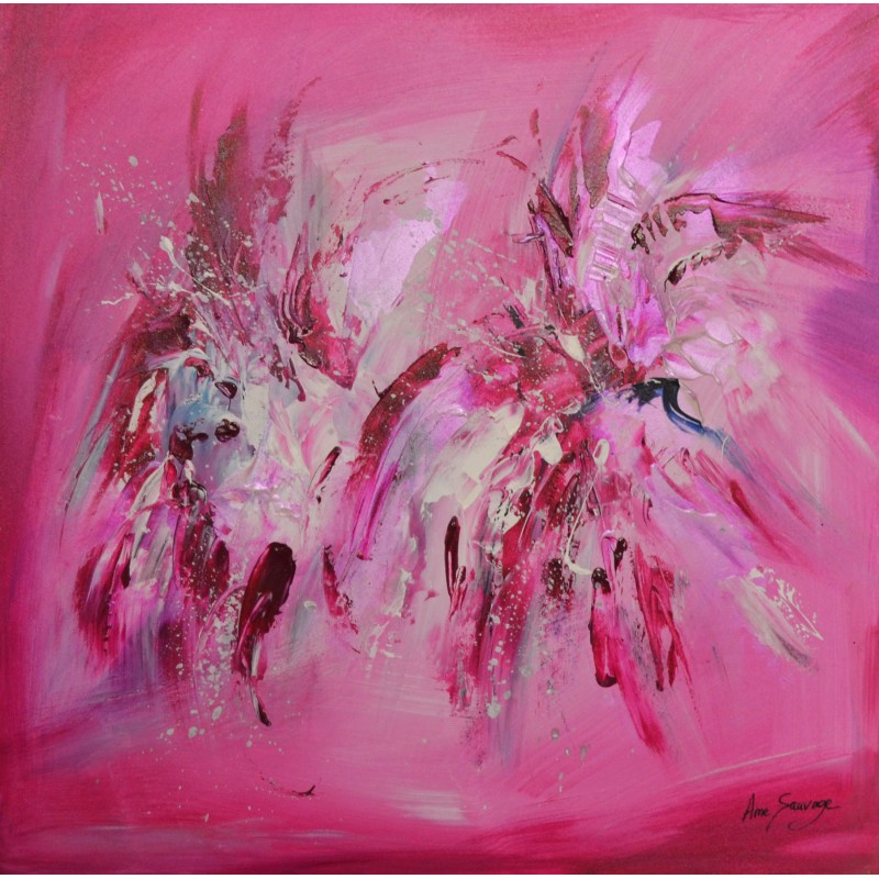 tableau abstrait rose