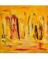 Les femmes du désert - tableau abstrait jaune rouge