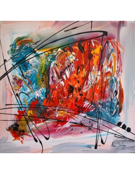 Fenêtre sur l'univers - tableau multicolore