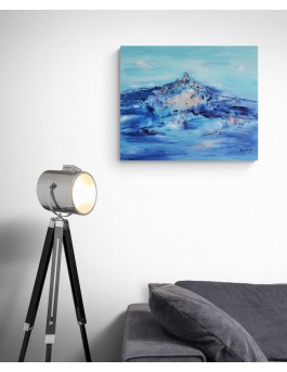 tableau abstrait contemporain bleu