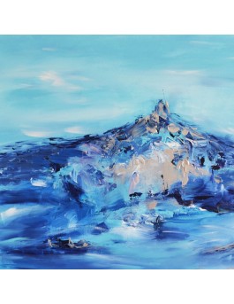 tableau abstrait contemporain bleu