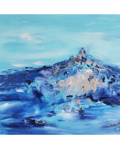 tableau abstrait contemporain bleu