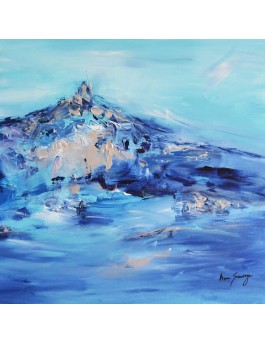 tableau abstrait contemporain bleu