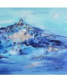 tableau abstrait contemporain bleu