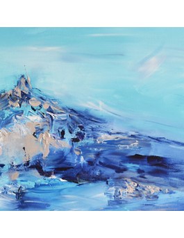 tableau abstrait contemporain bleu