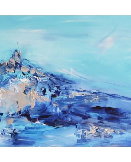 tableau abstrait contemporain bleu