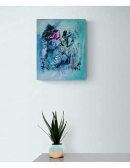 tableau abstrait bleu turquoise