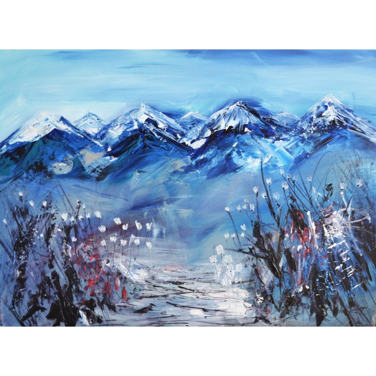peinture abstraite montagnes