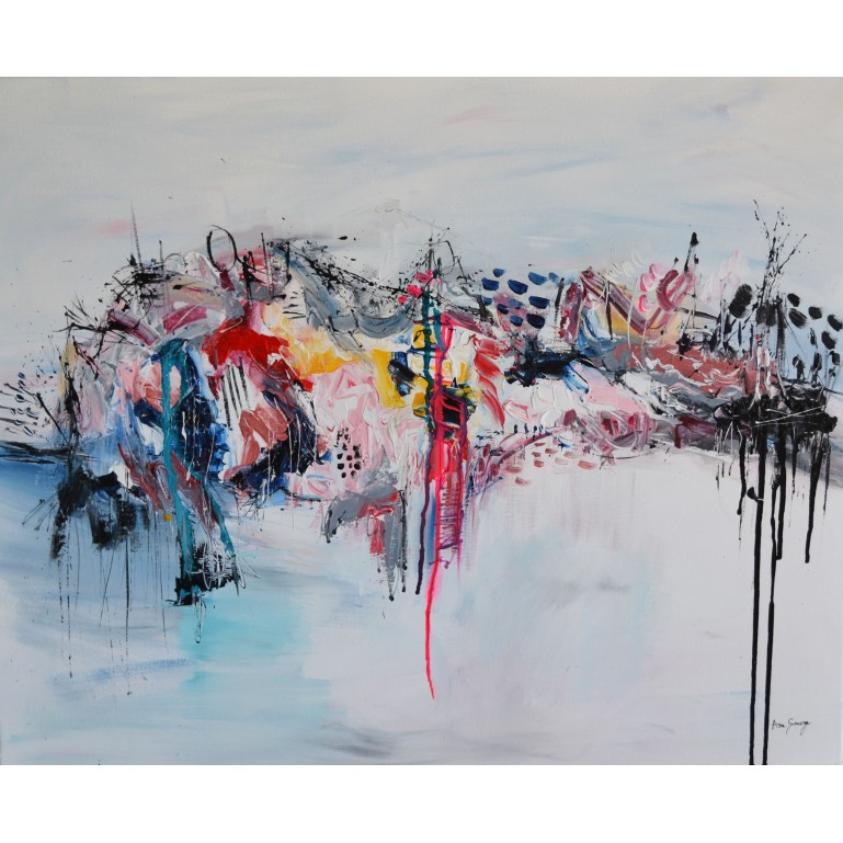 tableau abstrait contemporain au couteau