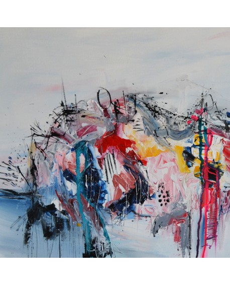 tableau abstrait contemporain au couteau