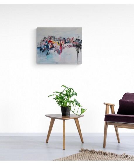 tableau abstrait contemporain au couteau