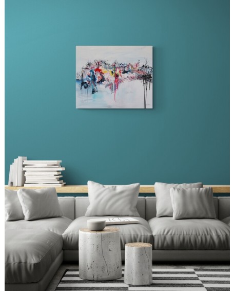 tableau abstrait contemporain au couteau