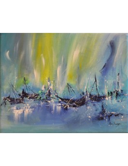 tableau abstrait bateaux