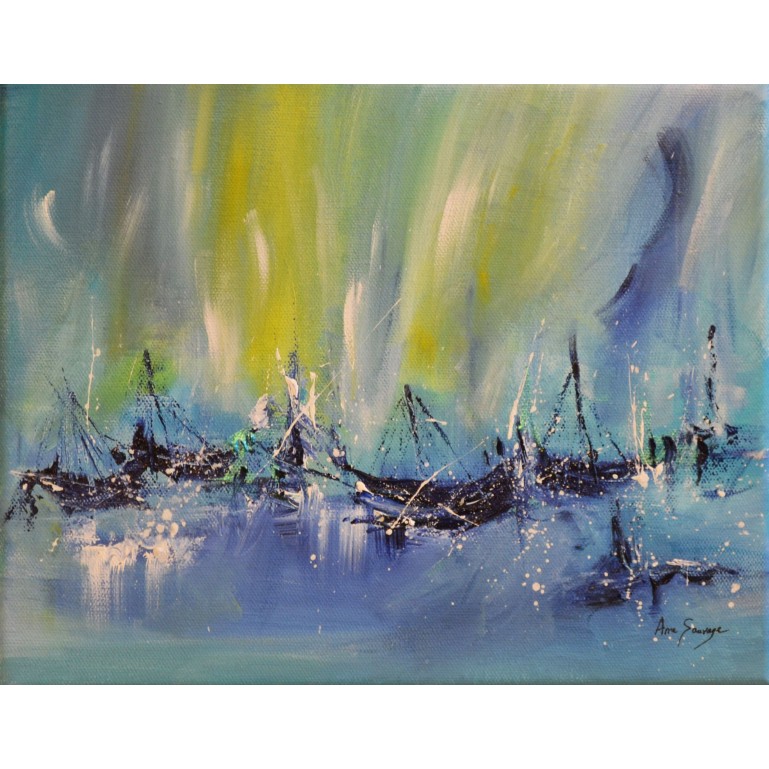 tableau abstrait bateaux