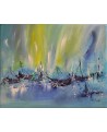 tableau abstrait bateaux