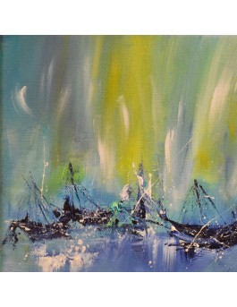 tableau abstrait bateaux