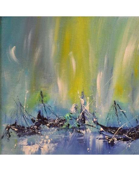 tableau abstrait bateaux