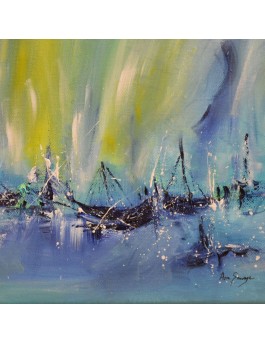 tableau abstrait bateaux