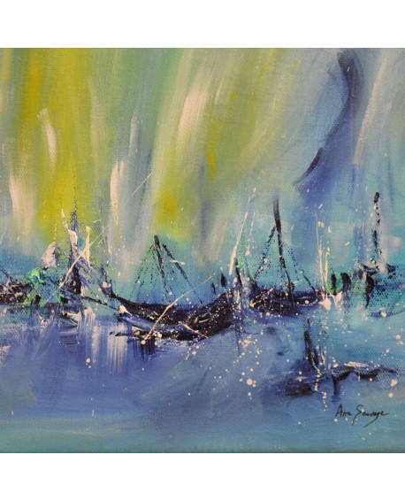 tableau abstrait bateaux