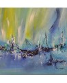 tableau abstrait bateaux