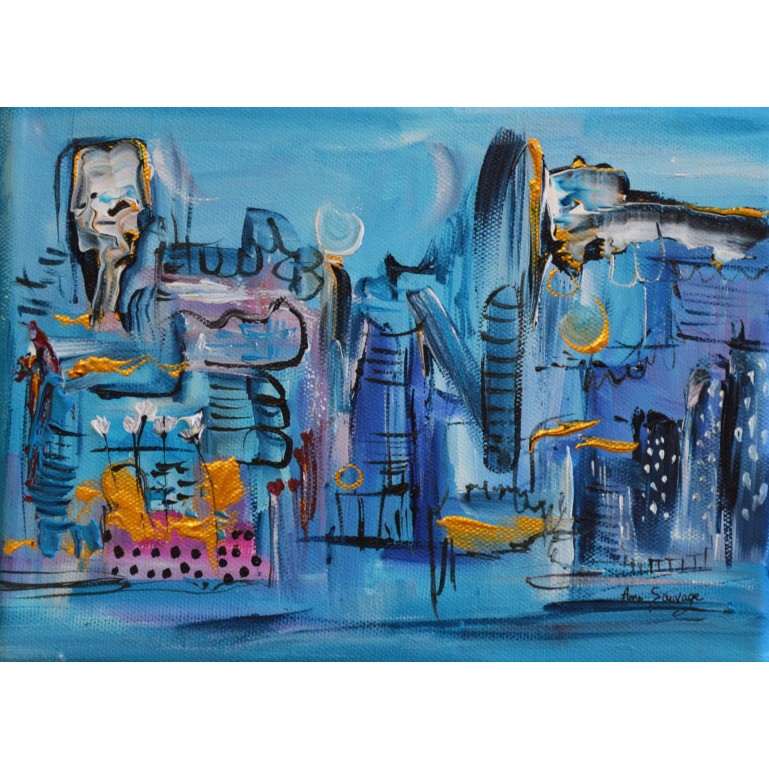 petit tableau abstrait bleu