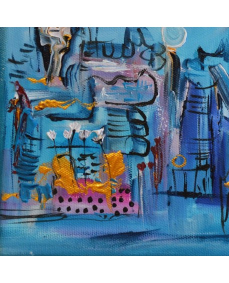 petit tableau abstrait bleu