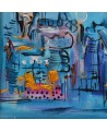 petit tableau abstrait bleu