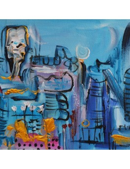 petit tableau abstrait bleu