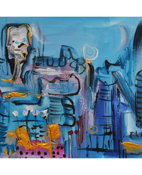 petit tableau abstrait bleu