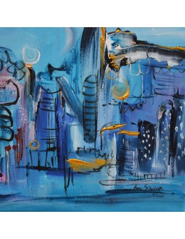 petit tableau abstrait bleu