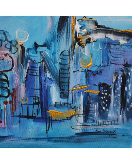 petit tableau abstrait bleu