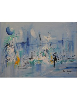 petit tableau abstrait bleu