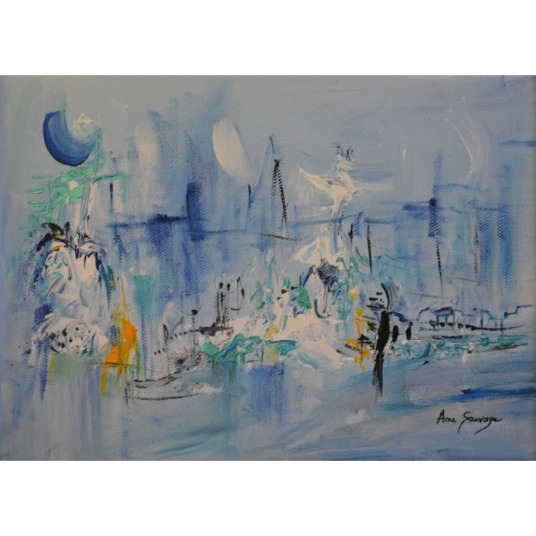 petit tableau abstrait bleu